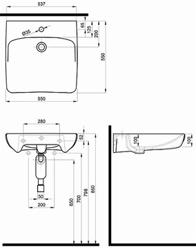 KOŁO NOVA PRO РАКОВИНА 55x55 ДЛЯ ИНВАЛИДОВ