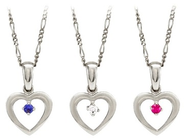 Серебряная ЦЕПЬ 50см КУЛОН СЕРДЦЕ сапфир рубин циркон