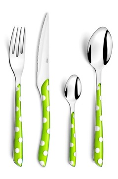 AMEFA 24 СОВРЕМЕННЫЕ КРАСОЧНЫЕ СТОЛОВЫЕ ПРИБОРЫ С УЗОРОМ КАРТОШКИ НАБОР ECLAT ЗЕЛЕНЫЙ