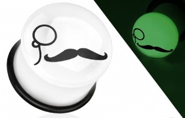 AKRYLOWY PLUG 10 mm MOUSTACHE ŚWIECI W CIEMNOŚCI