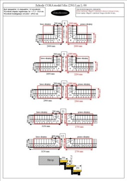 Schody CORA model Mix 250 Lux L-90 12 elementów