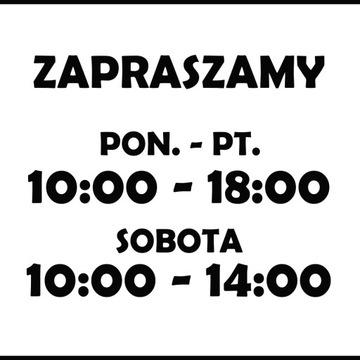 Naklejka czynne z godzinami otwarcia na sklep szybę drzwi 30 cm