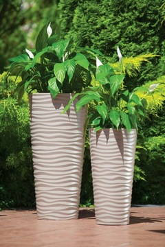 ЦВЕТОЧНЫЙ ГОРШОК СО ВСТАВКОЙ SAHARA SLIM FLOWER POT 35 высота 69см диаметр 35см АНТРАЦИТ