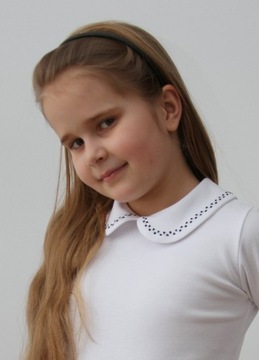 BLUZKA BIAŁA KRÓTKI PROSTY RĘKAW ROZ. 134