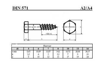 6X60 Wkręty Do Drewna Nierdzewny din571 A2 (10szt)