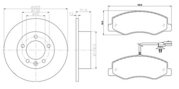 Тормозные диски + колодки ЗАДНИЕ Renault MASTER III 3 Opel MOVANO B