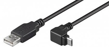 Kabel USB 2.0 na Micro USB, kątowy, 1,8 m, Czarny