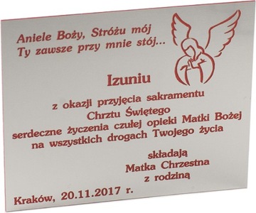 TABLICZKA CHRZEST dedykacja prezent GRAWER 12x10cm