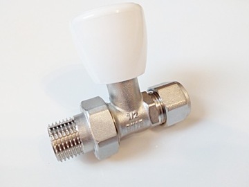 Zawór grzejnikowy 1/2 Prosty + Złączka Pex 16mm