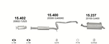 Tłumik środkowy Nissan Primera P11 poj. 2,0