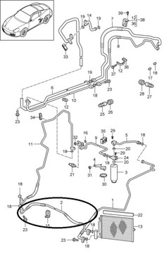 PŘÍVOD CHLADIČE KLIMATIZACE KLIMATIZACE PORSCHE CAYMAN 987