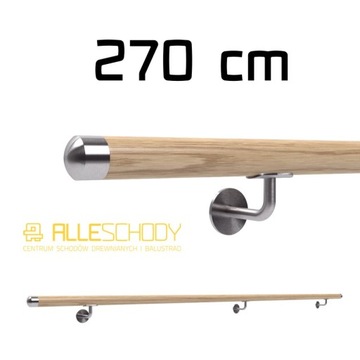 Poręcz ścienna drewniana fi42 270cm dębowa lakier