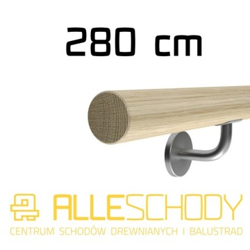 Poręcz ścienna drewniana fi 42 280cm dąb lakier