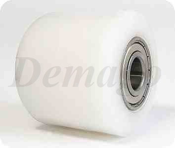 Rolka rolki białe poliamidowe nylon fi 80x50 z łożyskami, otw. 20 mm