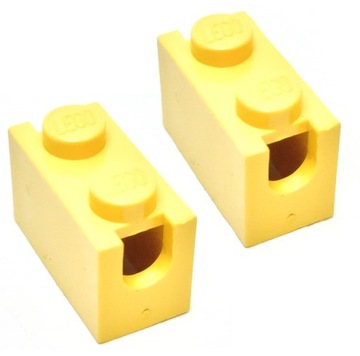 08398a LEGO 3317 331724 - brick 1x2 uchwyt - żółty - 2szt