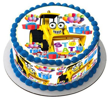 Opłatek NA TORT KOPARKA TRAKTOR BOB DEKORACJA