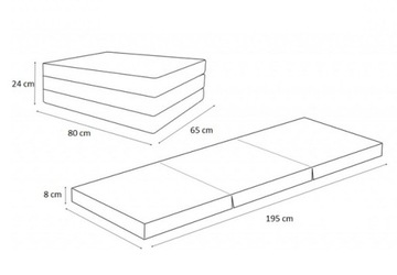 СКЛАДНОЙ МАТРАС С ПОДУШКОЙ В ПОДАРОК ​​80х195х8