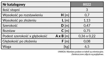 Drabex TP 8020 mod 8022 лестница, 3 ступеньки, решетка