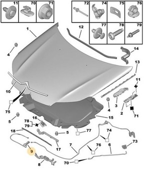 Бампер OE, резиновый капот, бампер PEUGEOT 308 T9 407 C5 III DS5