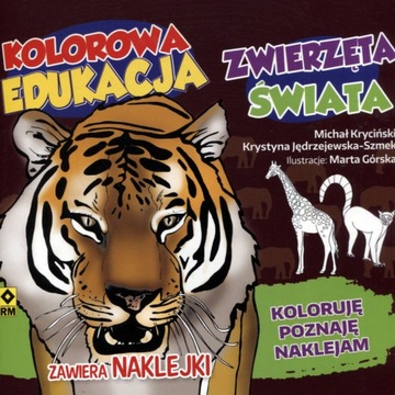 Zwierzęta świata. Kolorowa edukacja. Naklejka