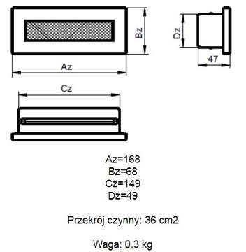 KRATKA WENTYLACYJNA OSŁONOWA DO KANAŁU 150x50mm