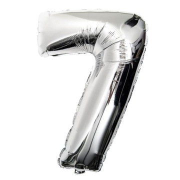 Balon Foliowe Cyferki Foliowy Cyfra 7 Srebrna 40cm