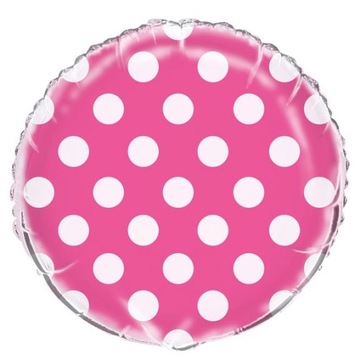 Balon Foliowy Różowy w Białe Kropki Urodziny 45cm