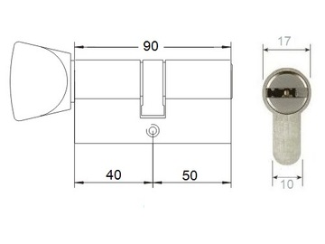 Вставка для дверного замка GERDA G 40/50 40G/50 90мм 9см с набалдашником