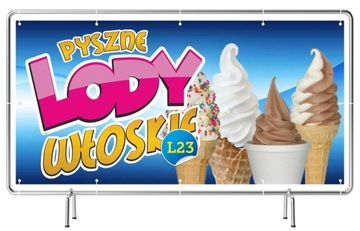 Solidny Baner Reklamowy 3mx1m - Lody Włoskie