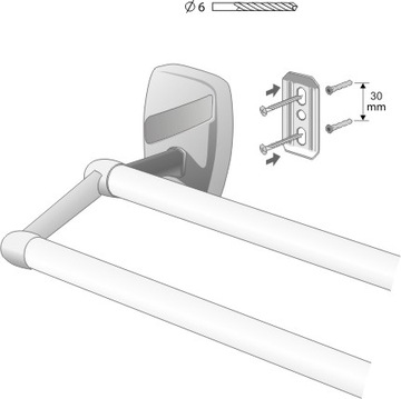 Wieszak kąpielowy podwójny 610mm chrom Oregon Bisk