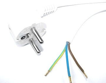Kabel zasilający montażowy wtyk kątowy 4,0m biały