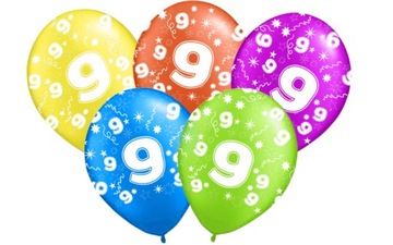 Balony na urodziny 9 DZIEWIĄTE PARTY Balon 5 szt.