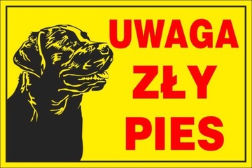 TABLICZKA - ZŁY PIES 20x30 PCV 5mm | 24h