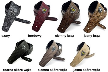 SKÓRZANY PAS DO GITARY + 2 x ZACZEP STRAP LOCK / PASEK GITAROWY SZARY