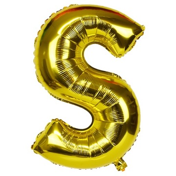 Balony Foliowe Literki Złota Foliowy 40cm Litera S