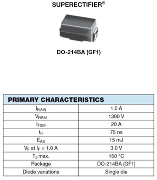 Диод EGF1T-E3 VISHAY 1300В 1А 1,3кВ [2шт] #387