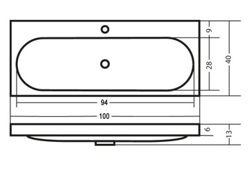 БЕЛЫЙ умывальник 100 x 40 x 5 см Polish Product