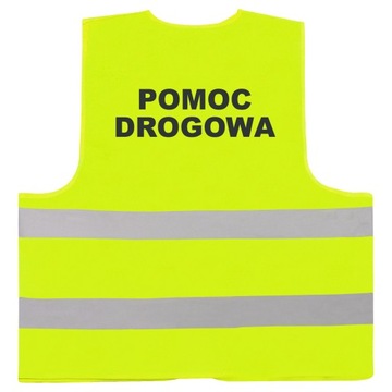 Kamizelka robocza wytrzymała 120g nadruk odblaskowy POMOC DROGOWA żółta 4XL