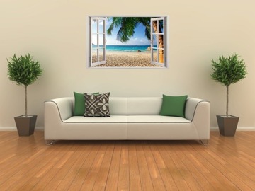 НАСТЕННЫЕ НАКЛЕЙКИ Окно BEACH PALMS 04 100x65 см