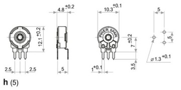 250R Potencjometr PIHER PT10-LH 5mm 250R .. [2szt]