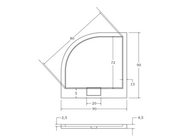 AXIM UltraSlim душевой поддон 90 x 90, белый + сифон R55