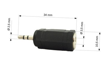 Przejściówka gniazdo JACK 3.5mm -- wtyk JACK 2.5mm