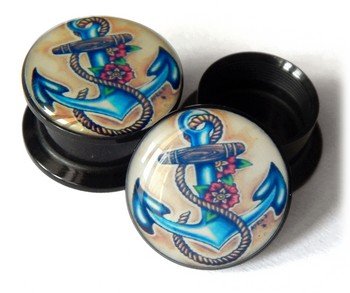 tunel traditional kotwica tattoo oldschool 5mm