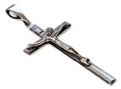Krzyżyk duży krzyż 6 cm SREBRO 925 oksydowane