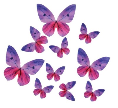 Motyle waflowe 3D fioletowe 10 szt motylki motyl