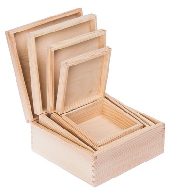 Úložný box - Drewniane pudełko kwadrat 4w1 prezent DECOUPAGE