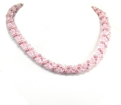 Naszyjnik z pereł i kryształów SWAROVSKI różowy