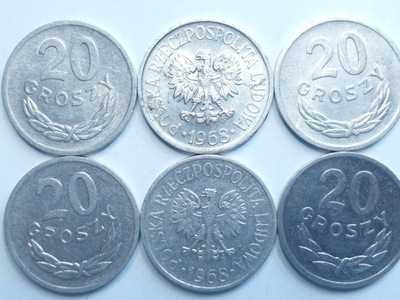 Moneta 20 gr groszy 1968 r piękna