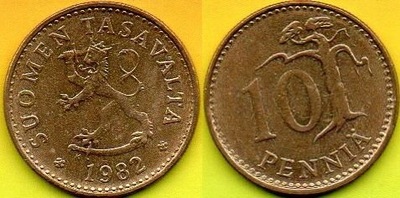 Finlandia 10 Pennia 1982 r.