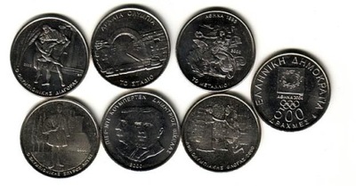 GRECJA zestaw 6 monet 500 drachm